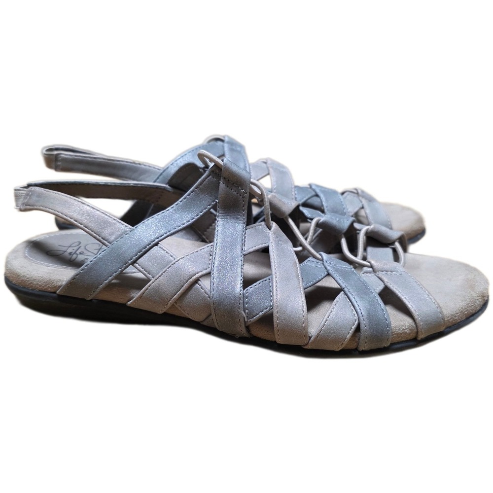 Life Stride Soft System Behave Sandals Women's Size‎ 7M Silver Gladiator